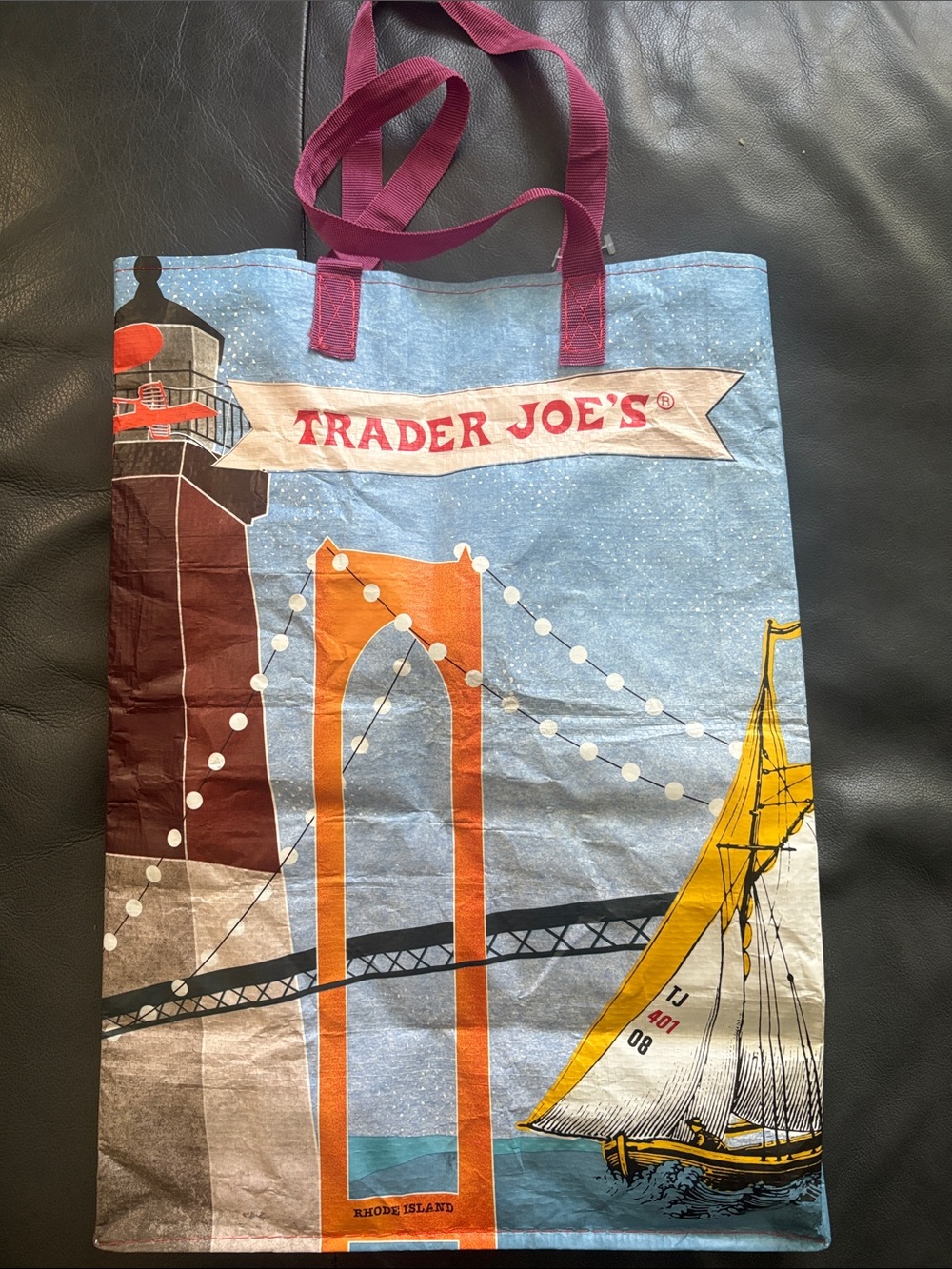 Trader Joe's Rhode Island Reusable Tote Bag Block Island Lighthouse (2024)‎